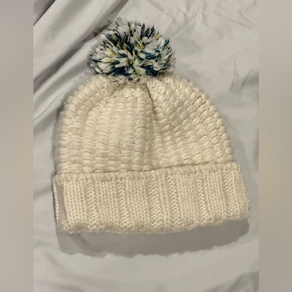The North Face Beige Knit Pom-Pom Beanie Hat - Picture 2 of 7